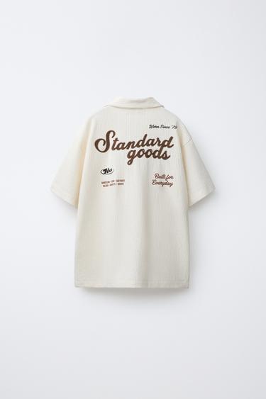 CHEMISE TEXTURÉE À INSCRIPTION - Écru de Zara - Image 1