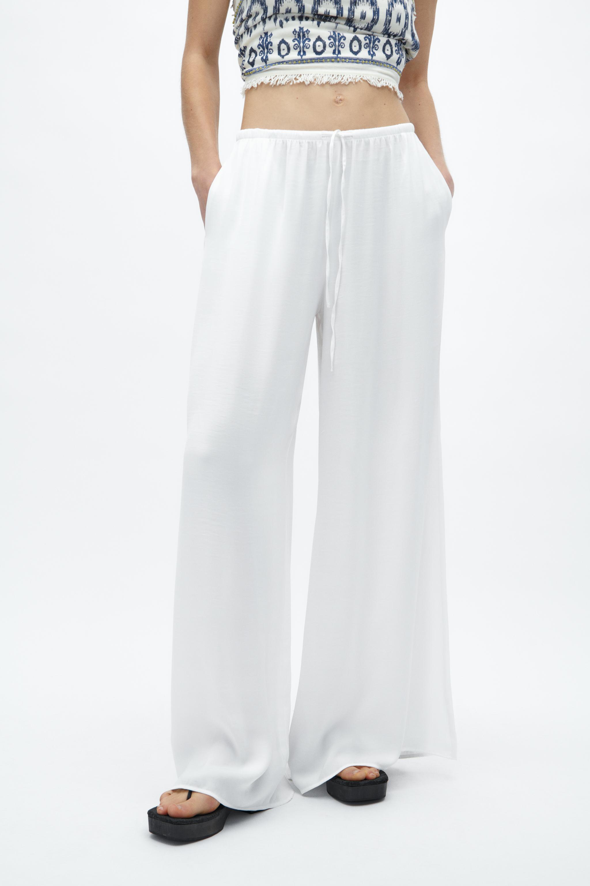 Zara white shop wide leg trousers