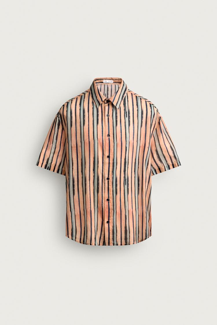 Camisa de algodón y viscosa a rayas 7