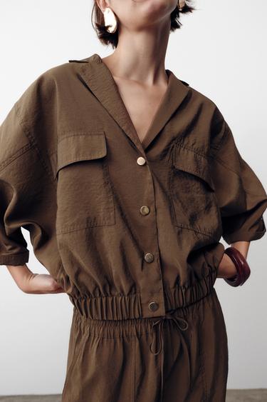 SHORT SLEEVE SAFARI SHIRT - Brown by Zara