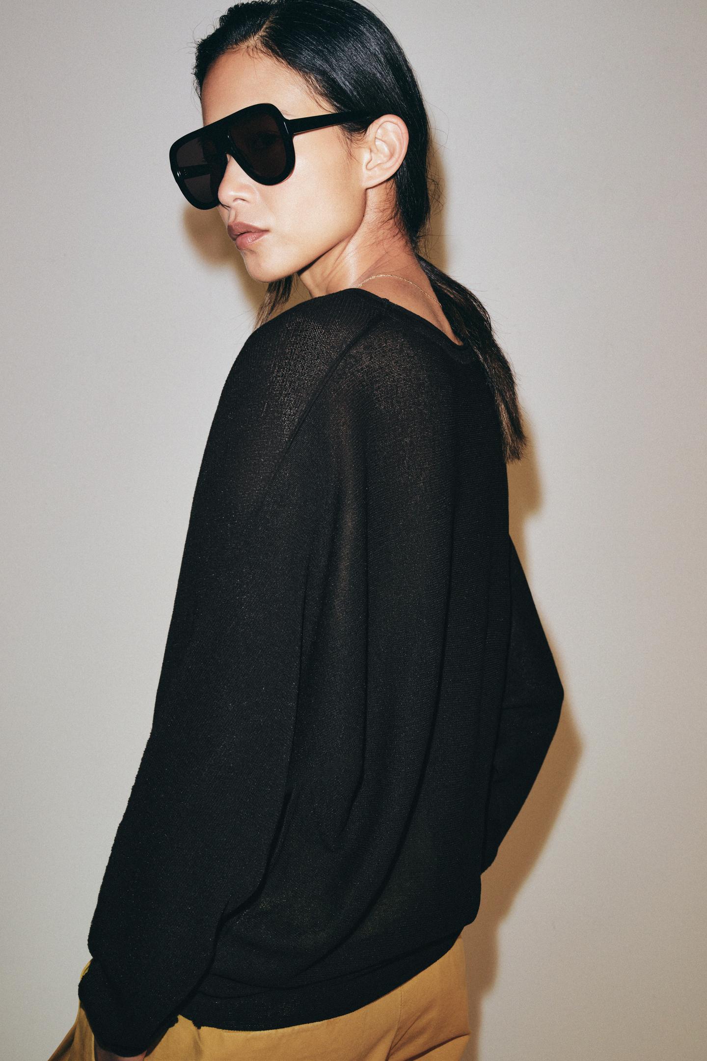 Женский свитер Zara Wide-Knit Jumper, цвет: Чёрный — фото 3