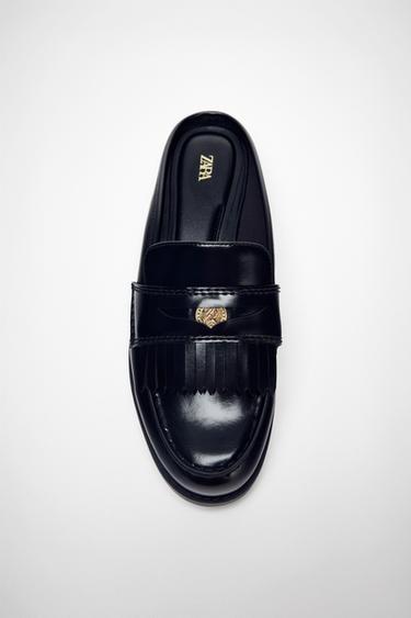 Zara 厚底穆勒樂福鞋 - 黑色