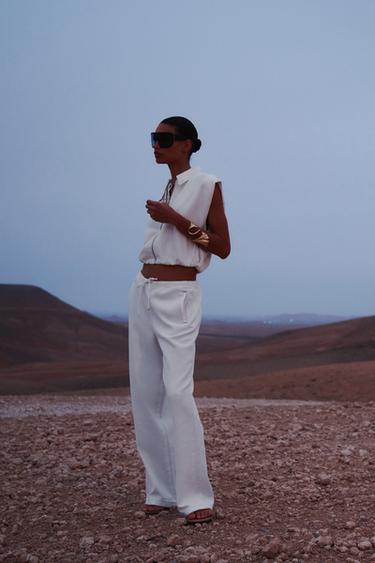 CHALECO BAJO ELÁSTICO PESPUNTES - Crudo de Zara