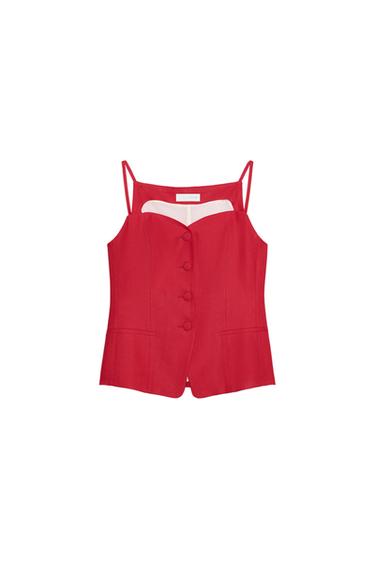 LINEN BLEND SWEETHEART NECK WAISTCOAT