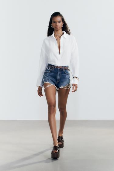 OVERSIZE BLOUSE VAN LINNEN - Wit van Zara