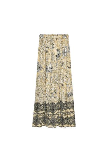 METALLIC THREAD PRINTED SKIRT