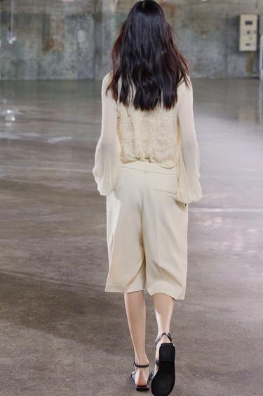 ZW COLLECTION BERMUDA SHORTS WITH DARTS - Ecru by Zara - Image 1