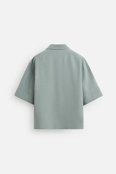 CHEMISE FLUIDE COUPE DÉCONTRACTÉE - Vert / Bleu de Zara - Image 7