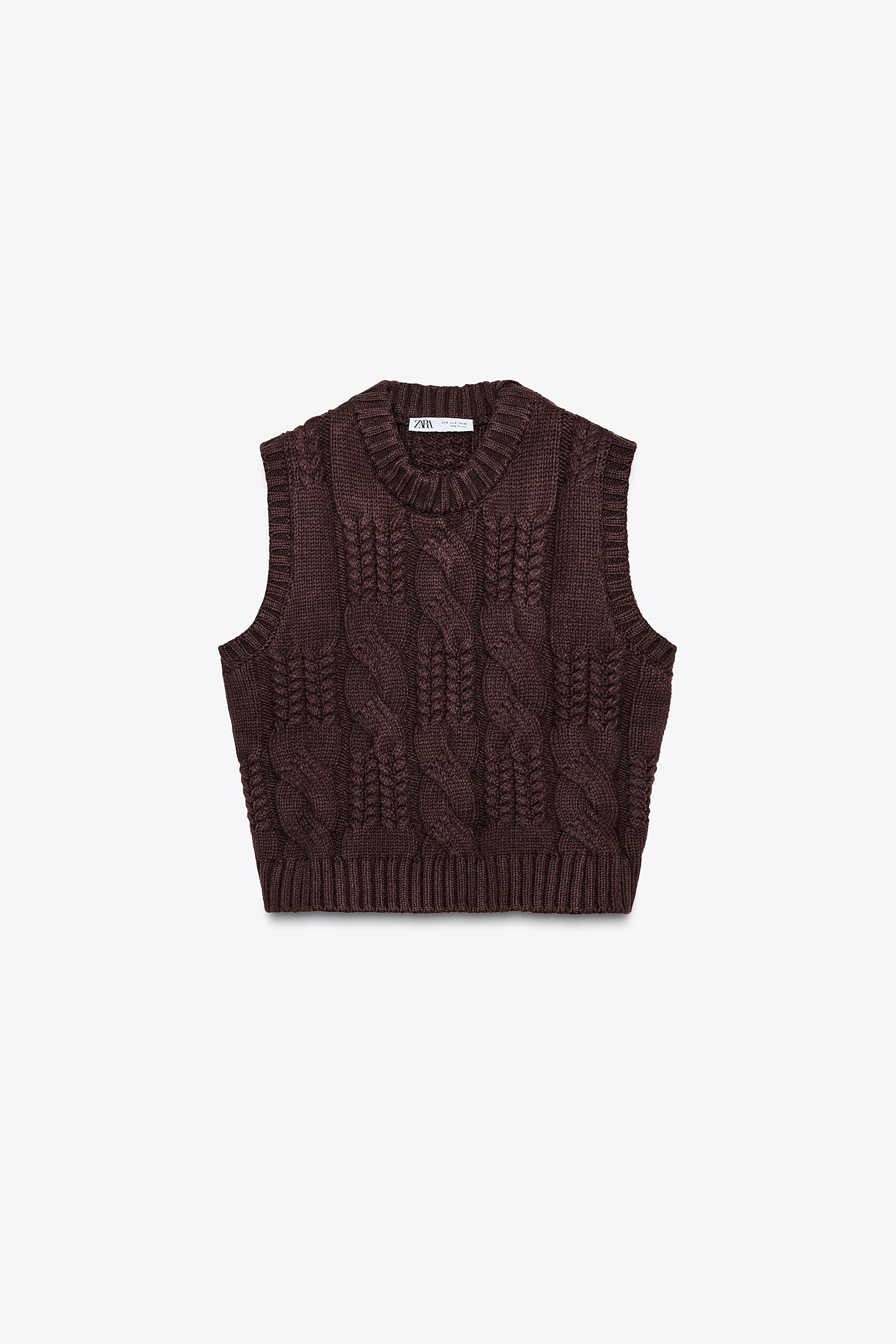 KNIT VEST - Chocolate | ZARA Australia