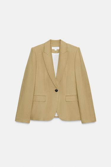 RUSTIC BUTTONED BLAZER - Light beige by Zara - Image 0