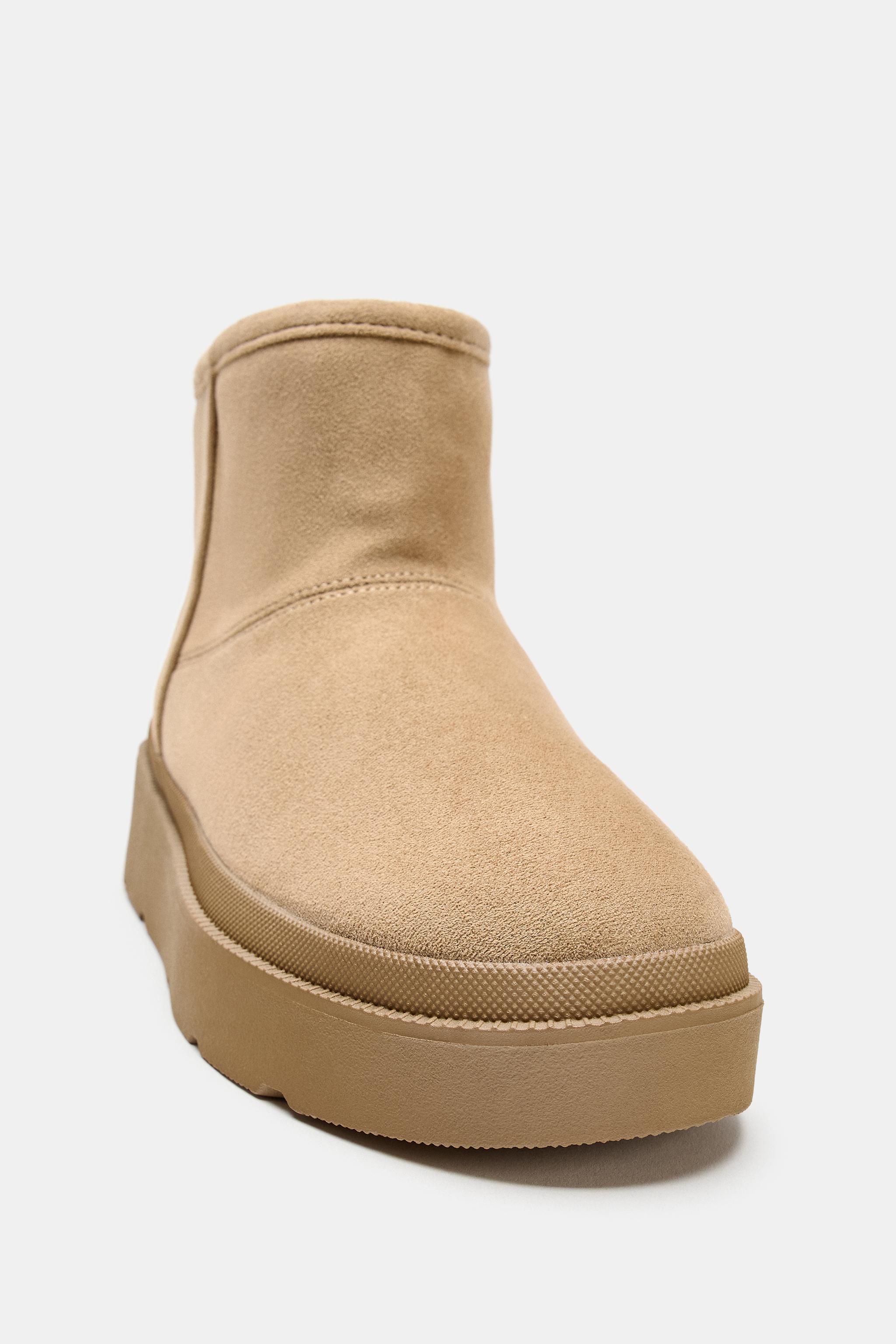 FAUX SHEARLING LINED ANKLE BOOTS