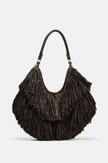 FRINGED TOTE BAG - Chocolate by Zara - Image 0