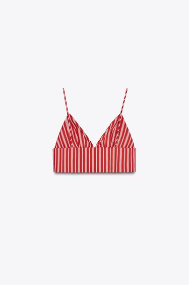 STRIPED CROP TOP - Red / White by Zara - Image 5
