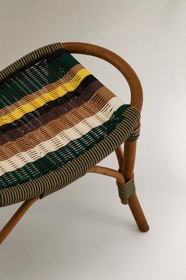 STRIPED RATTAN FOOTREST X COLLAGERIE - striped by Zara - Image 2