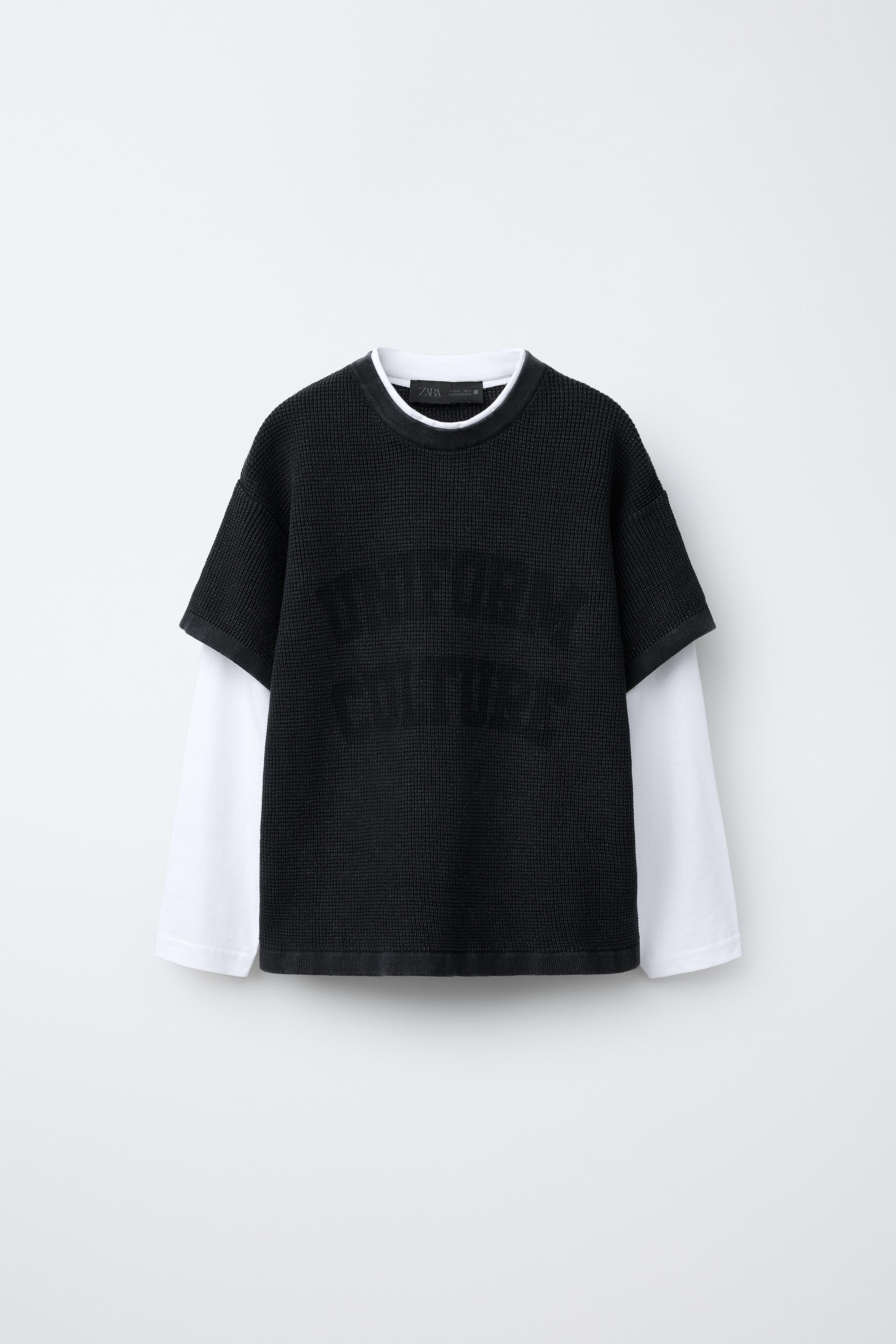 T-SHIRT WAFFLE DOUBLE MANCHE INSCRIPTION