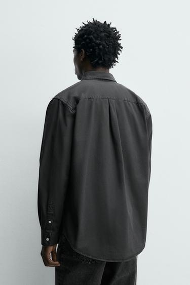 CHEMISE REGULAR FIT COTON - Gris foncé de Zara - Image 2