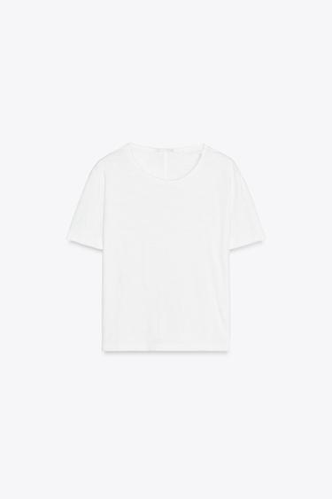 T-SHIRT COTONE FLAMÉ - Bianco di Zara
