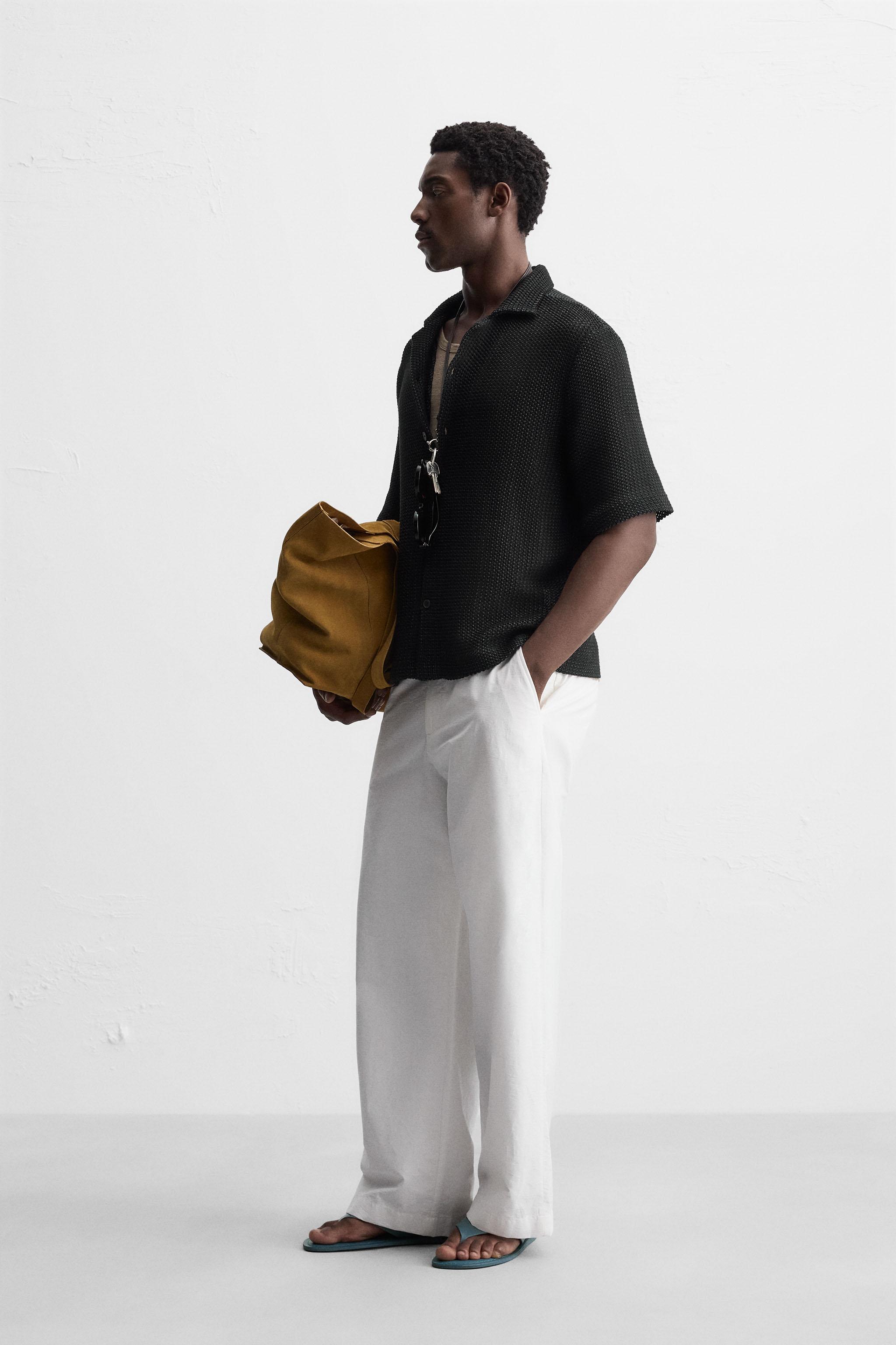 OPEN WEAVE TEXTURED SHIRT