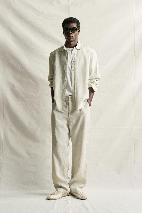 100% LINEN REGULAR FIT SHIRT - Sand by Zara - Image 0