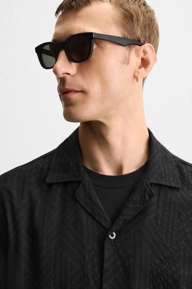 GEOMETRIC JACQUARD SHIRT - Black by Zara - Image 4