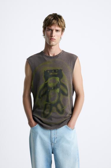 PRINTED KNIT TANK TOP - Faded pink by Zara - Image 0