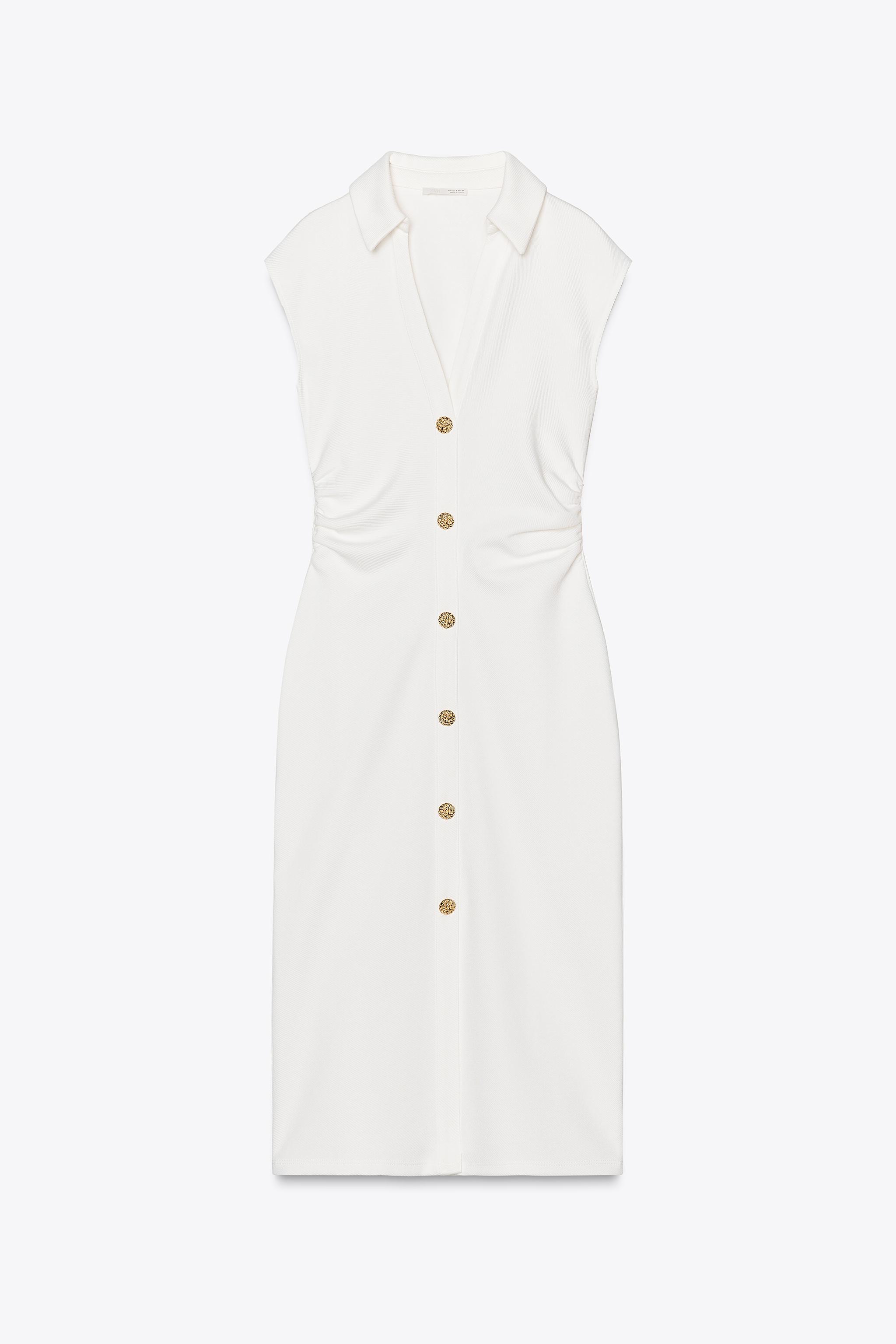 PIQUÉ SHIRT DRESS - Oyster-white | ZARA United States
