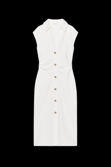 PIQUÉ SHIRT DRESS - Oyster-white by Zara