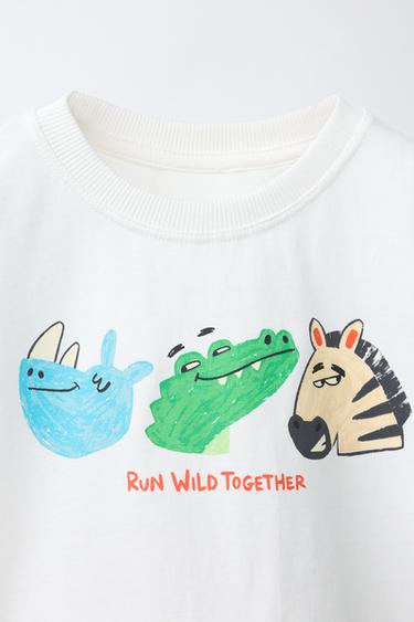 T-SHIRT IMPRIMÉ ANIMALIER - Blanc cassé de Zara - Image 2