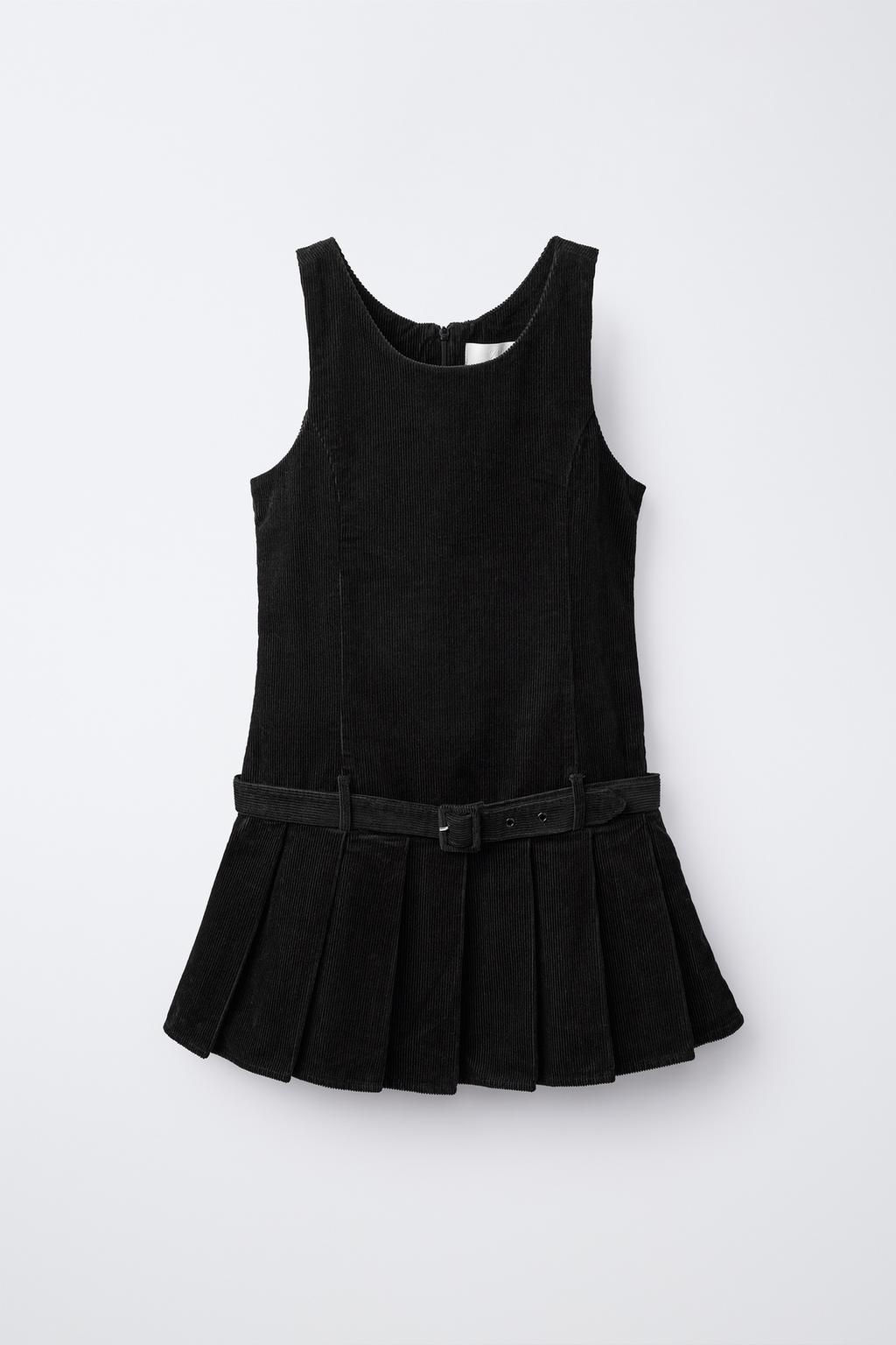 CORDUROY PINAFORE DRESS WITH BELT