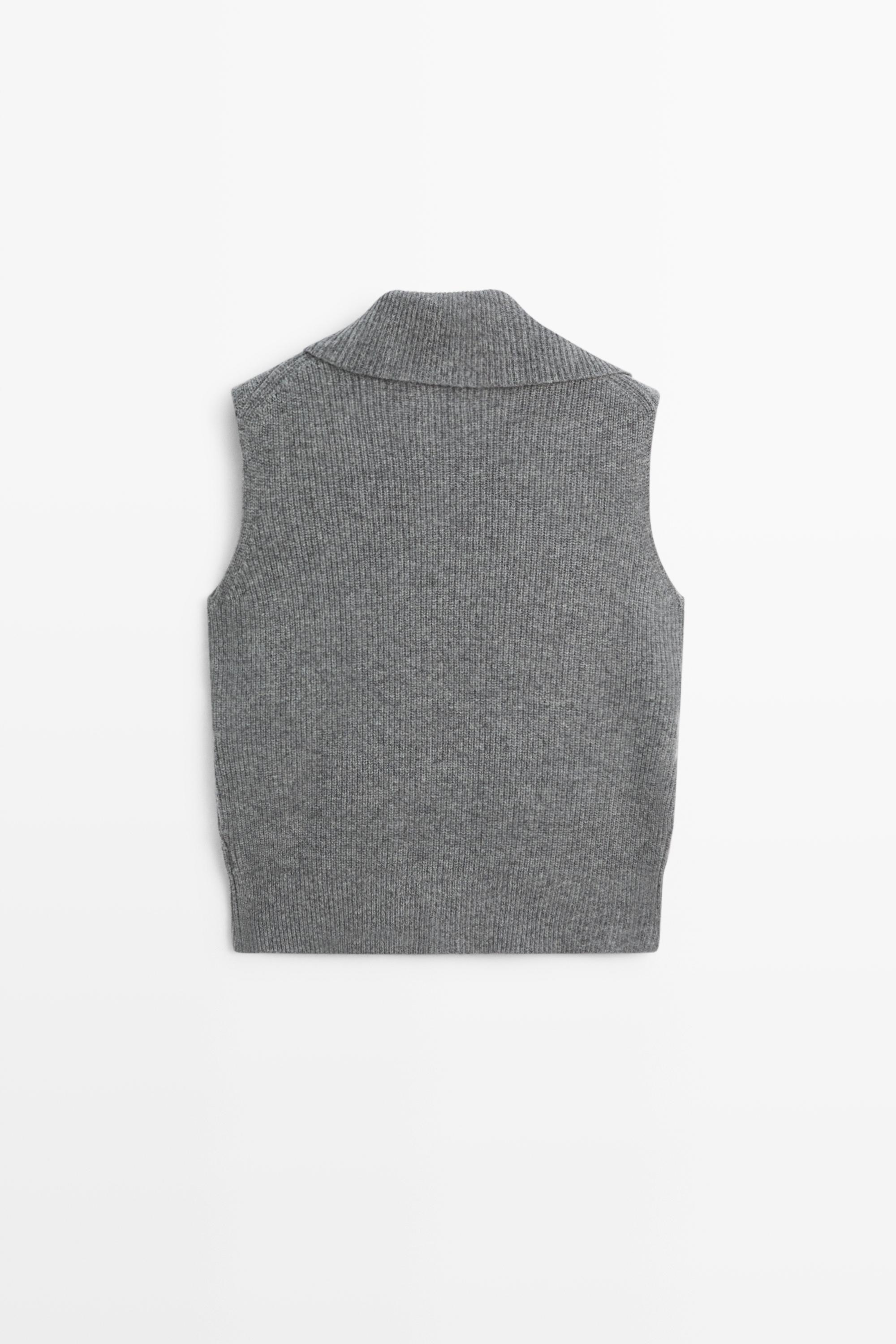 100% wool funnel neck knit vest