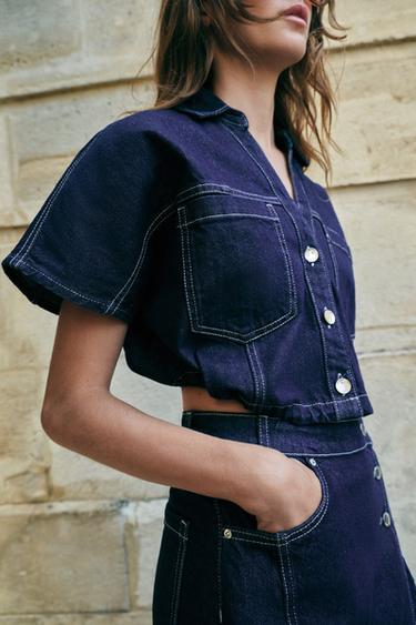 ENSEMBLE CHEMISE ET JUPE-PANTALON Z1975 EN DENIM CROISÉ - L de Zara - Image 2