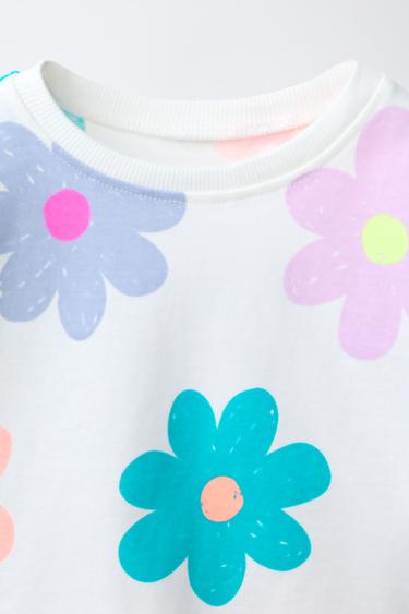 ENSEMBLE T-SHIRT ET BERMUDA À FLEURS - Écru clair de Zara - Image 2