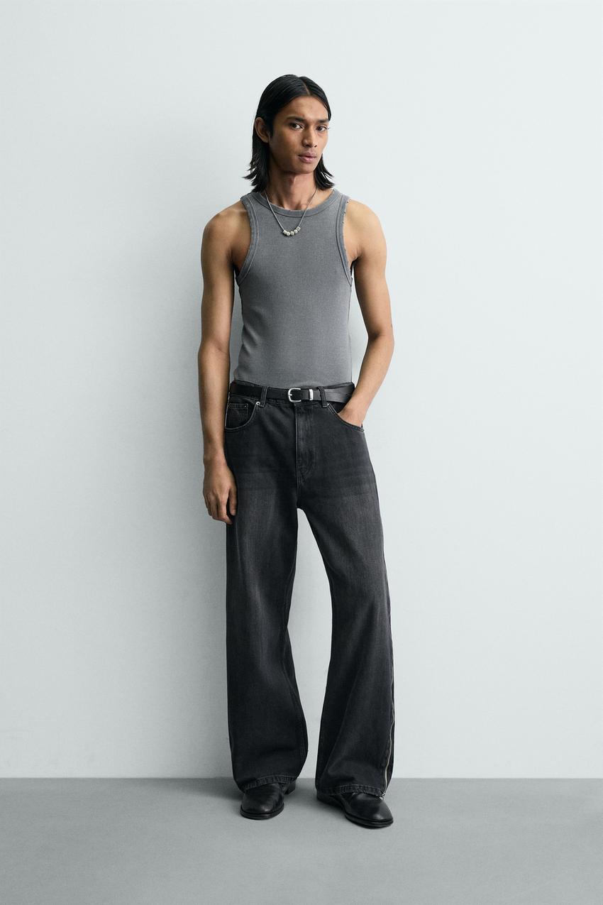 ジッパーヘムフレアフィットデニムパンツ - カーボン | ZARA Japan / 日本