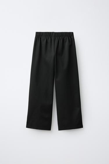 PLEATED WIDE LEG PUNTO ROMA PANTS — Black 2