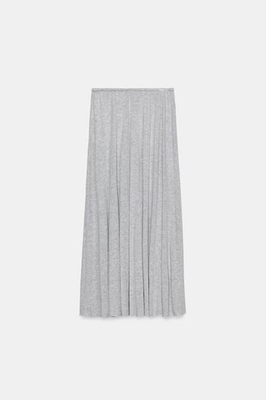 JUPE MI-LONGUE À FRONCES - Gris chiné de Zara - Image 5