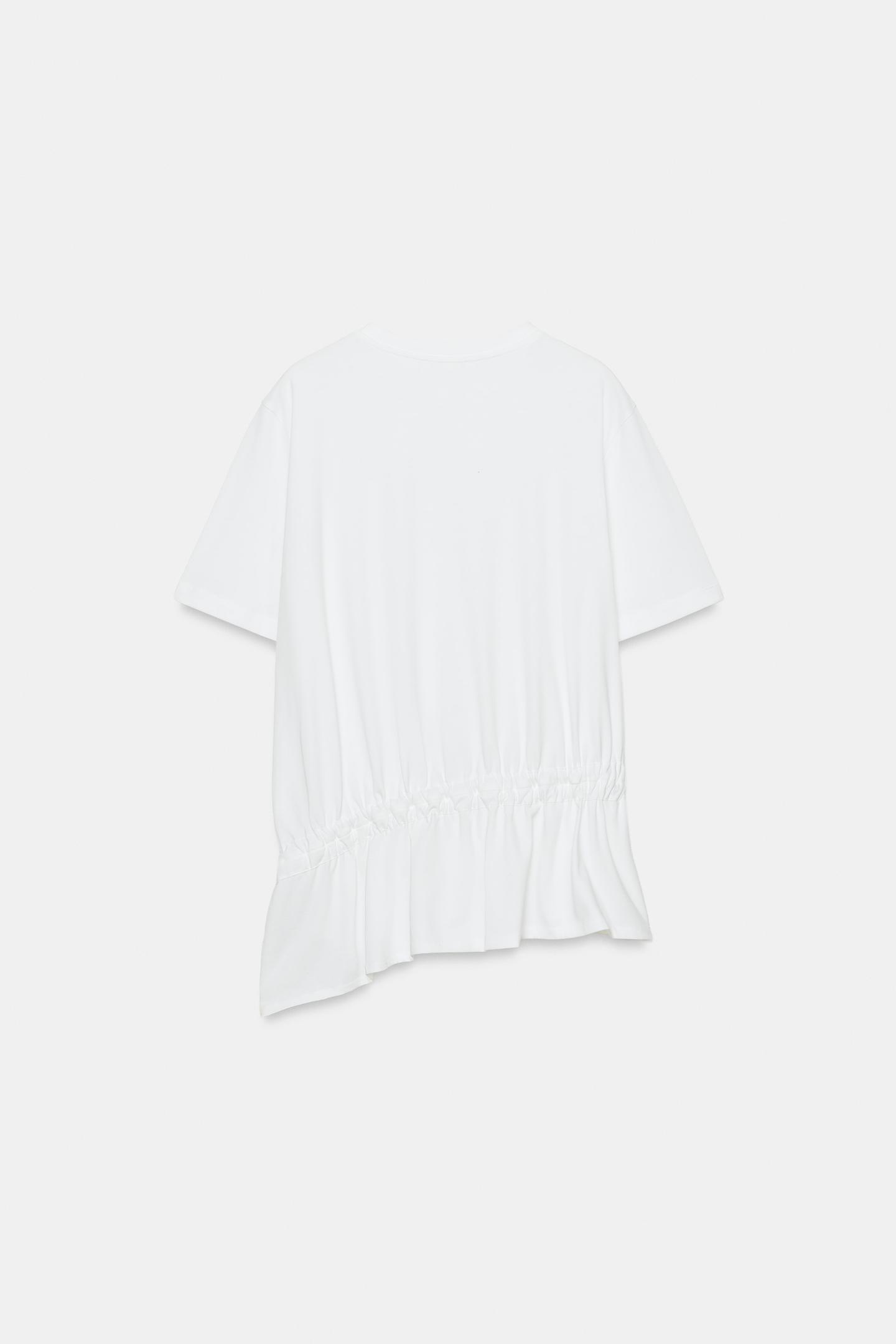 Женская футболка Zara Contrast-Tie, цвет: Белый — фото 6