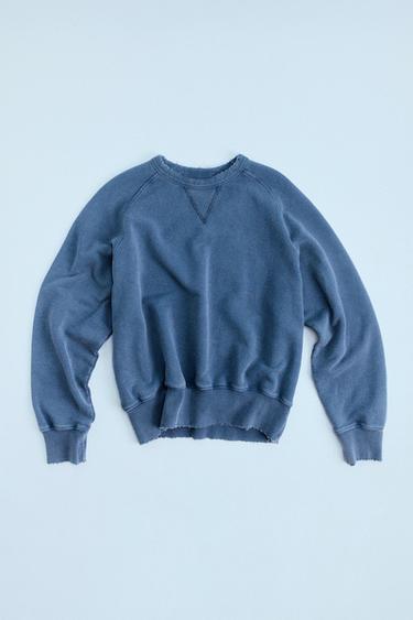 SUDADERA EFECTO LAVADO - Azul de Zara