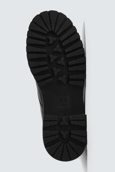 LEATHER LACE-UP BOOTS - Black by Zara - Image 6