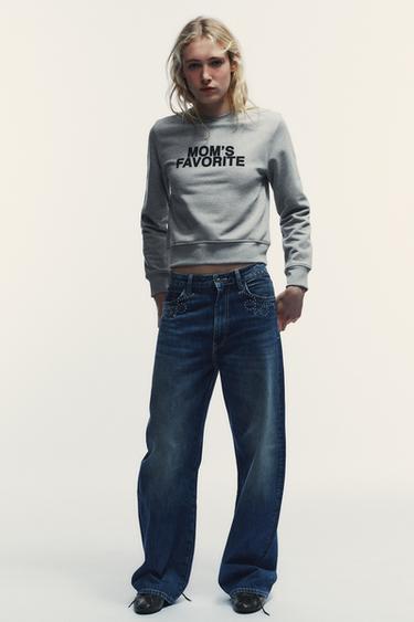 BLUZË HOODIE ME TEKST PËRPARA - Gri me cirka nga Zara - Imazh 0