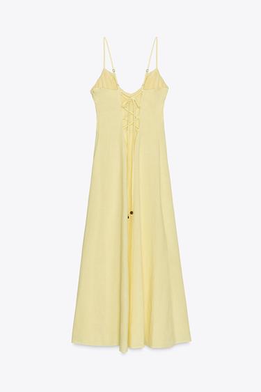 ROBE MIDI AVEC RAMIE VOLANTÉE - Jaune de Zara - Image 7