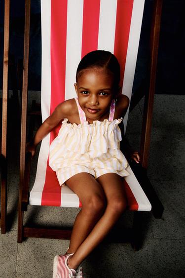 CASA LAWA ©X ZARA KIDS STRIBEDE SHORTS MED BØLGET DESIGN - Gul fra Zara