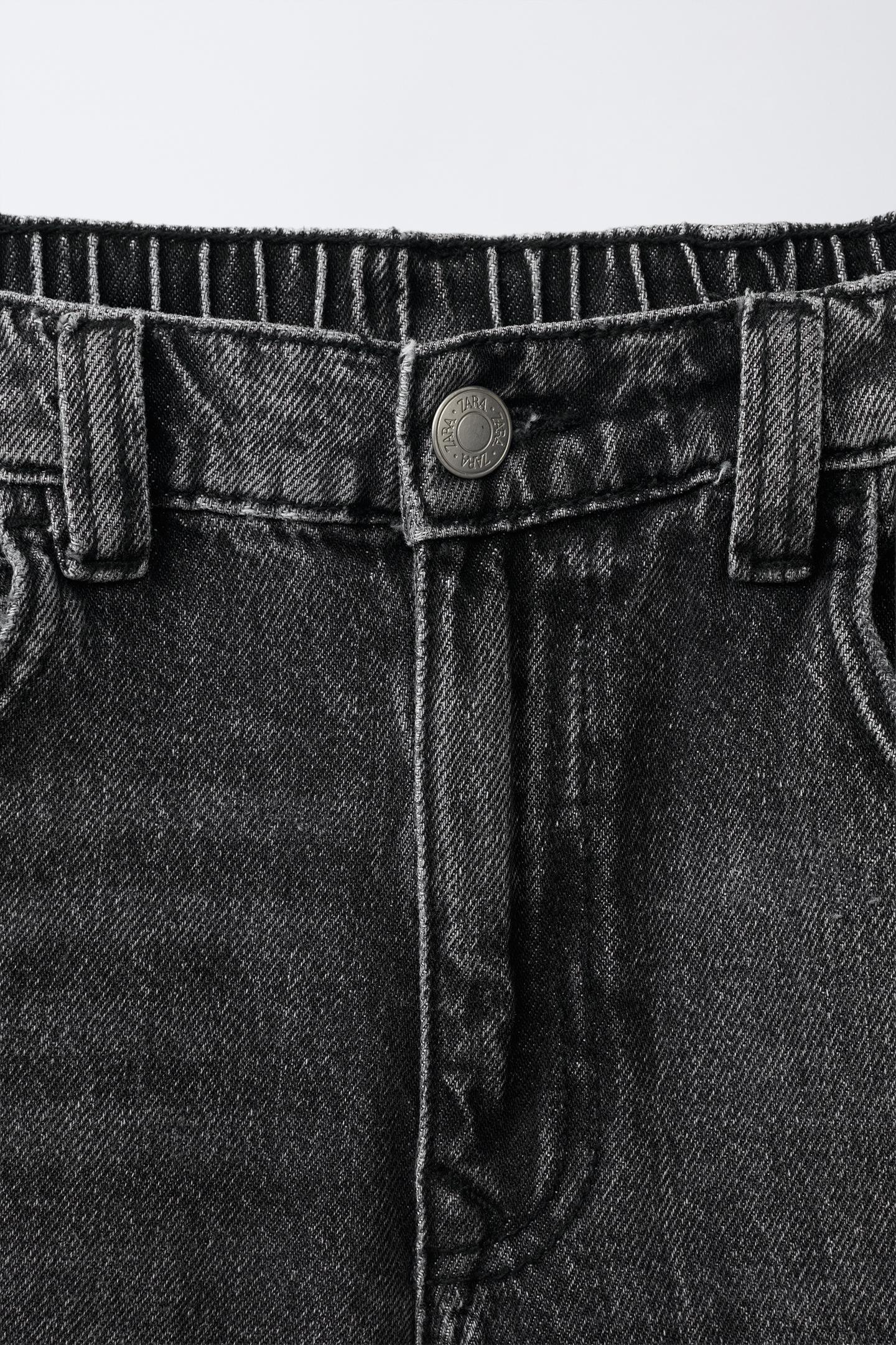 Детские брюки Zara Barrel Cargo Pants with Label, цвет: Чёрный — фото 3