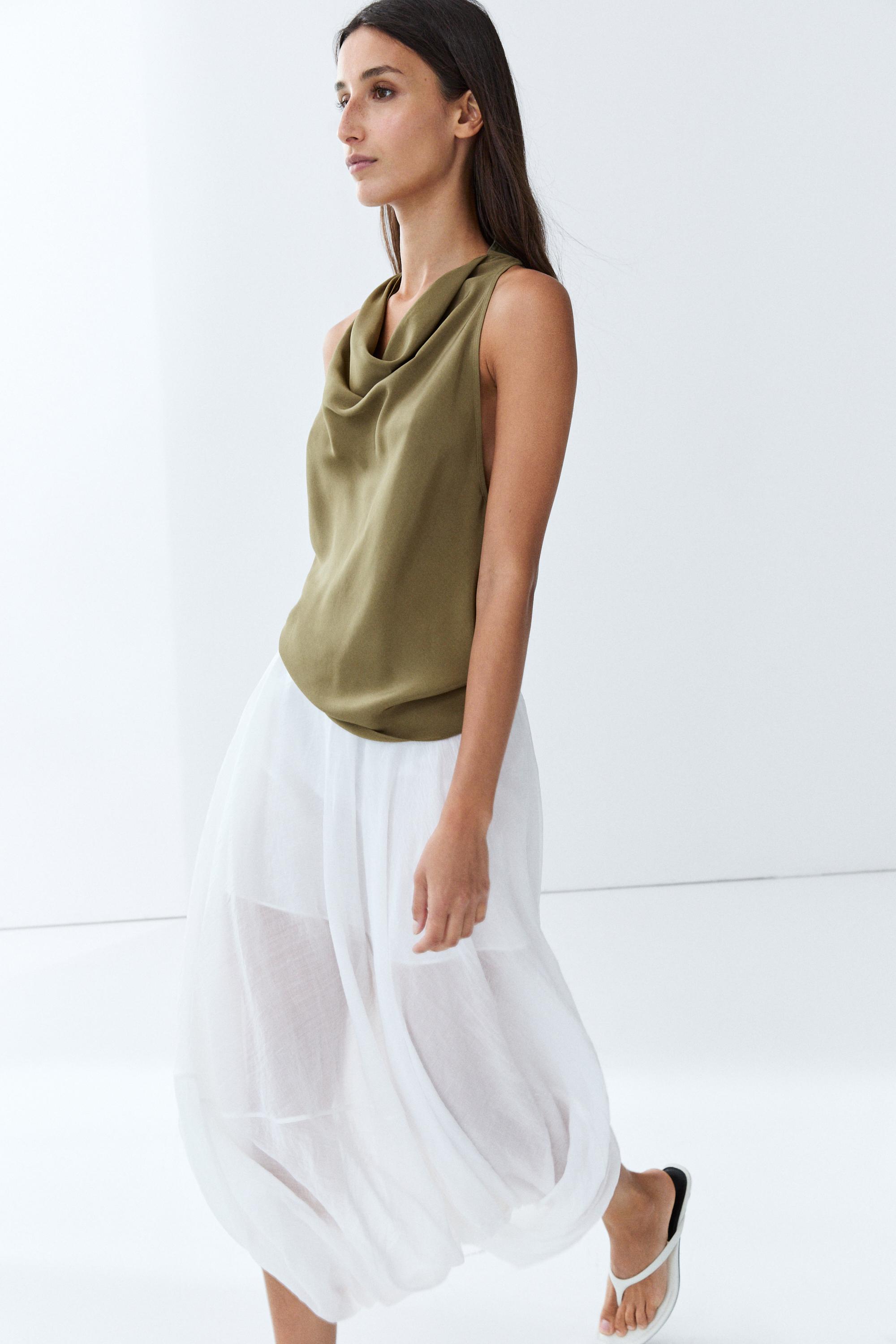 Draped halter top — Mid-green
