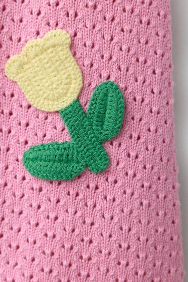 CROCHET TULIP KNIT DRESS - Pink by Zara - Image 3
