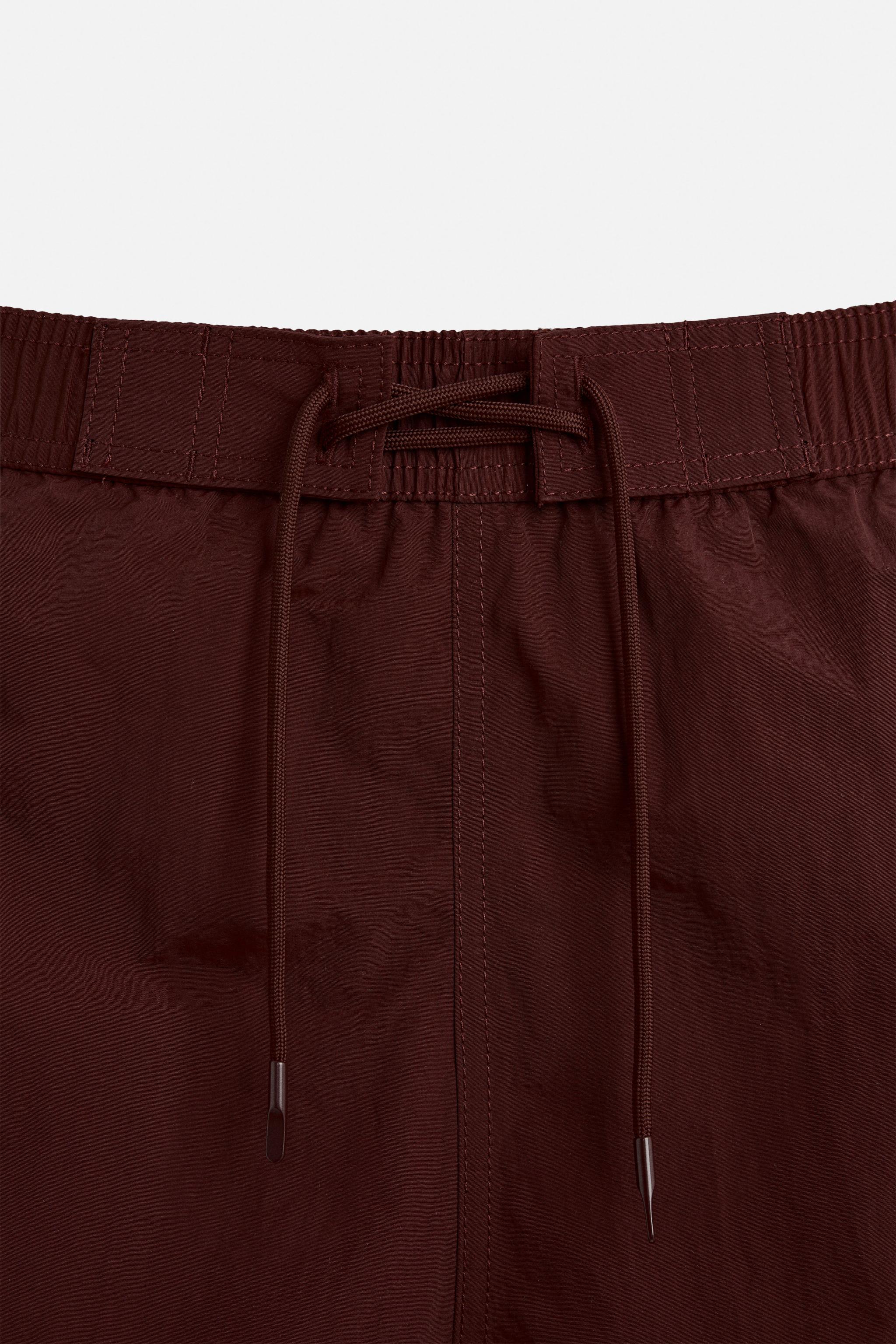 DRAWSTRING SWIM TRUNKS - Maroon | ZARA United States