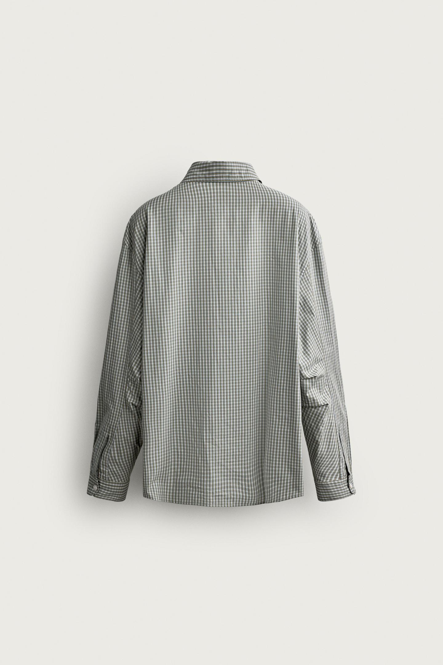 Мужская рубашка Zara Plaid Relaxed Fit, цвет: Синий — фото 8