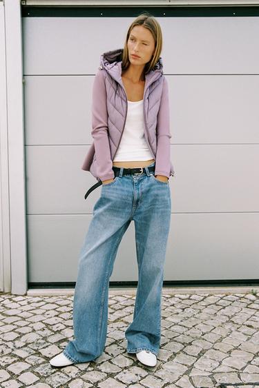 HOODED CONTRAST PUFFER JACKET - Mauve by Zara