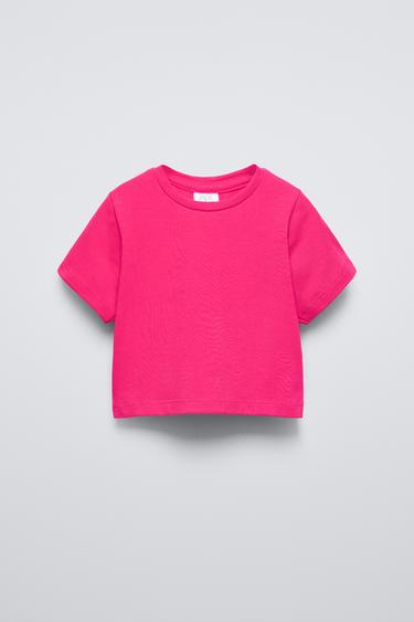 CAMISETA LISA CROP - Fucsia de Zara