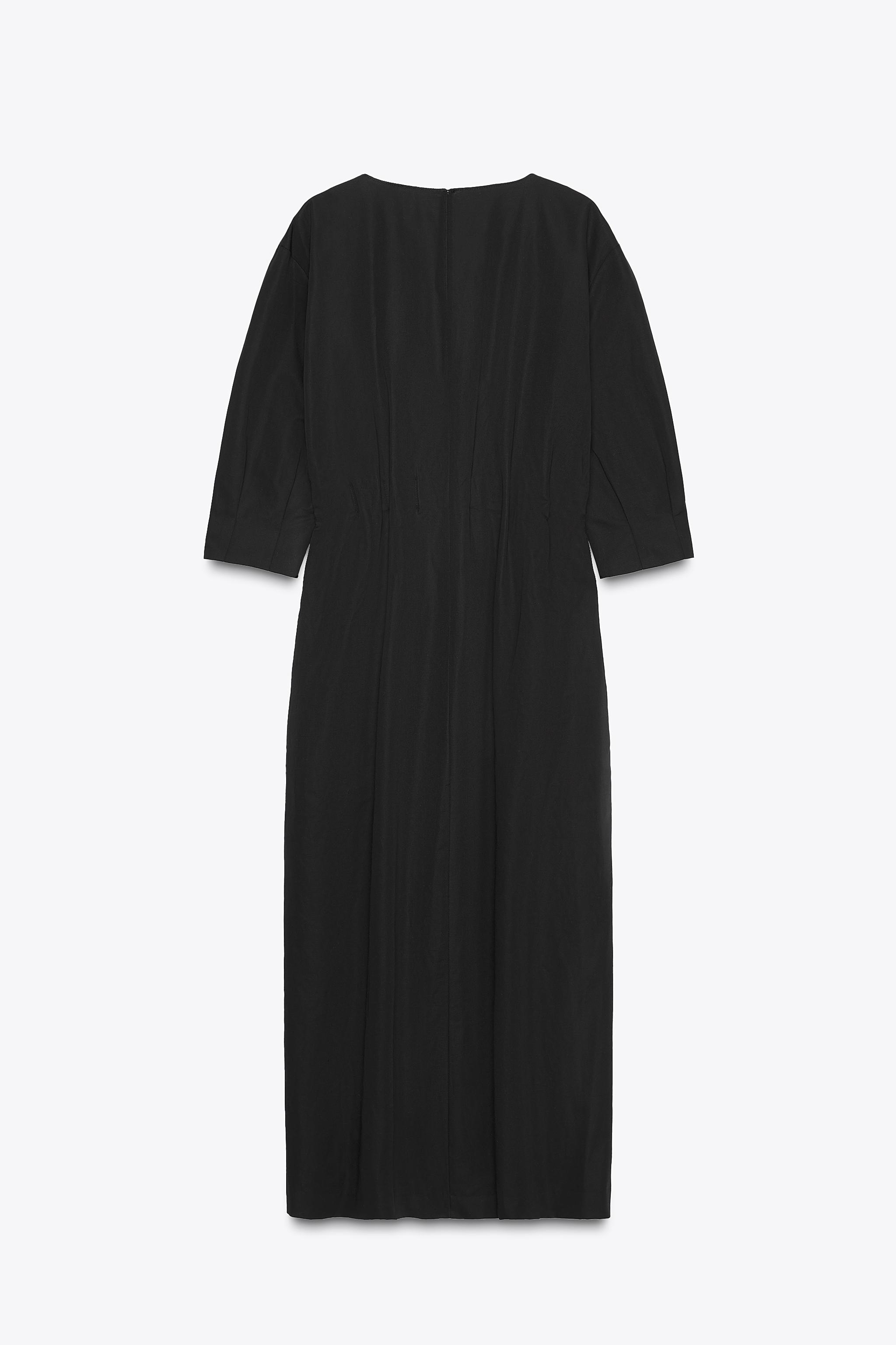 ZW COLLECTION PLEATED MIDI DRESS - Ocher | ZARA United States