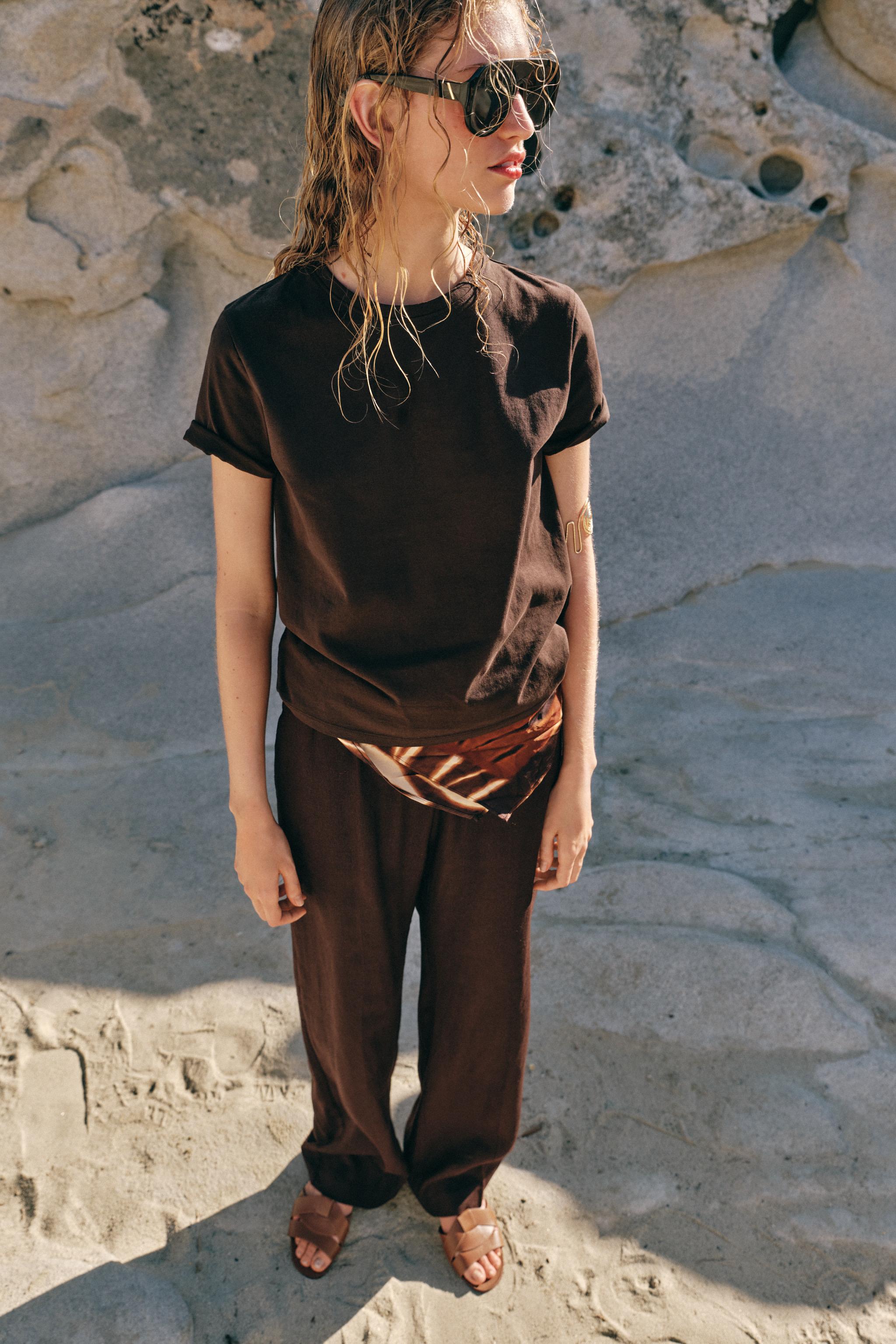RUSTIC COTTON T-SHIRT — Chocolate